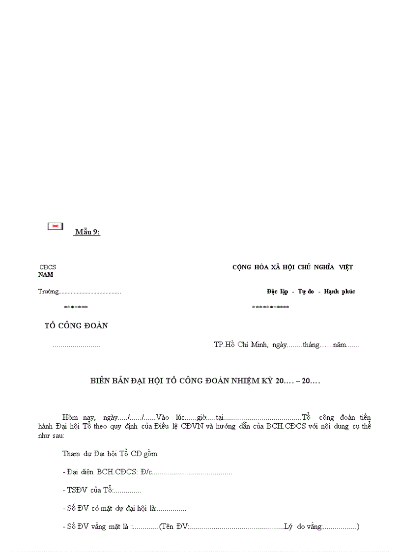 image for page Hướng dân Đại hội Công đoàn NK 2010 2012