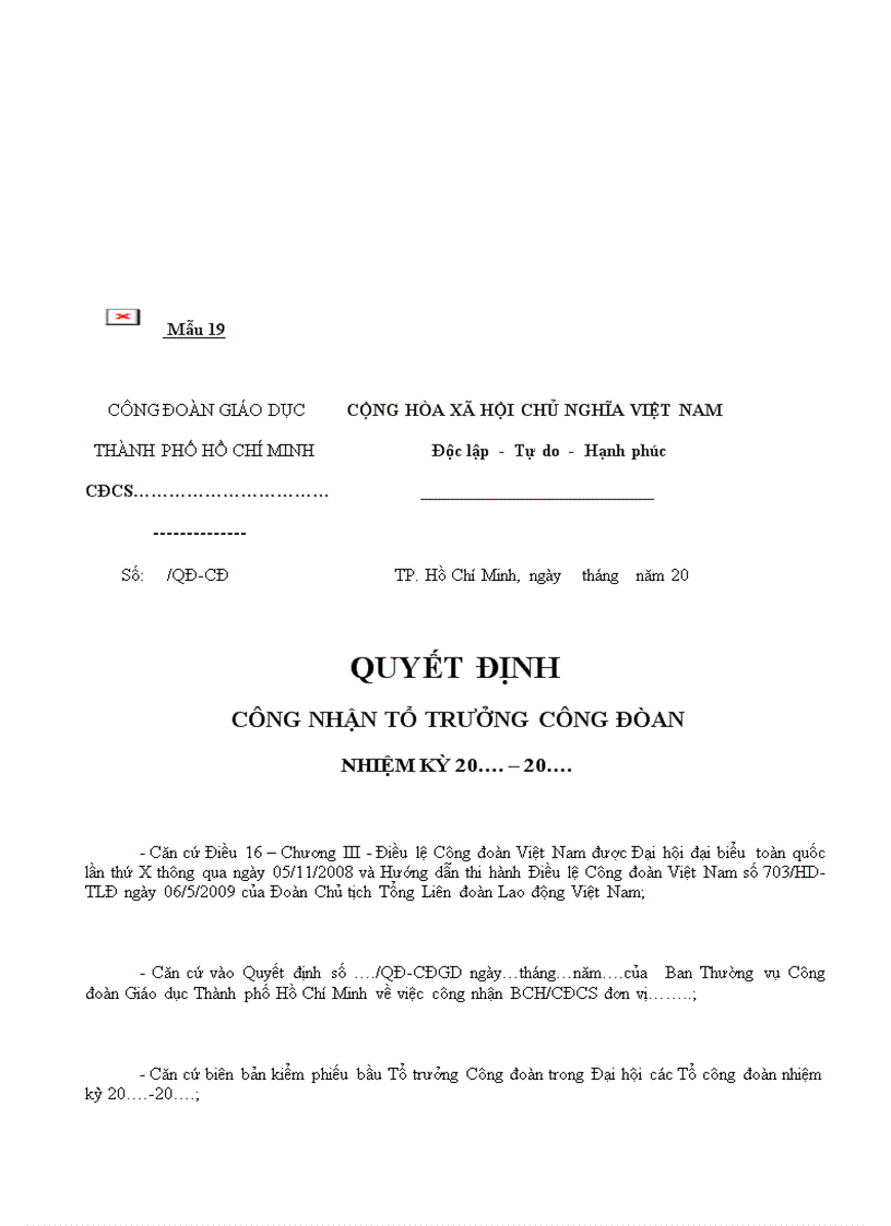 image for page Hướng dân Đại hội Công đoàn NK 2010 2012