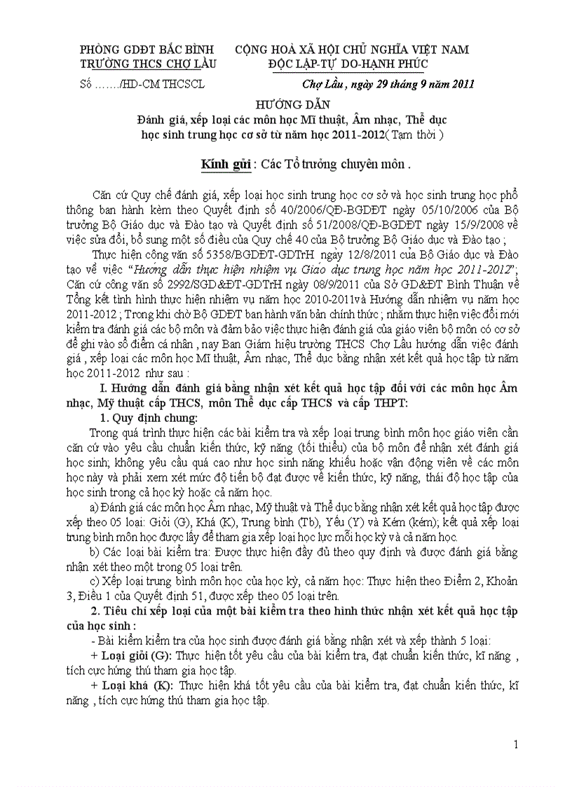 image for page Huong dan danh gia mon The duc Am nhac My thuat