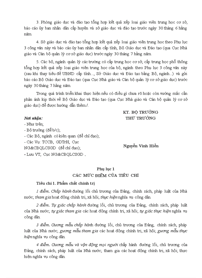 image for page Huong dan danh gia xep loai GV THCS theo TT so 30 BGDDT