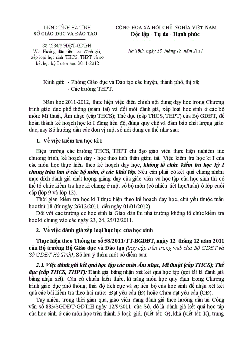 image for page Hướng dẫn Đánh giá xếp loại học kỳ 1