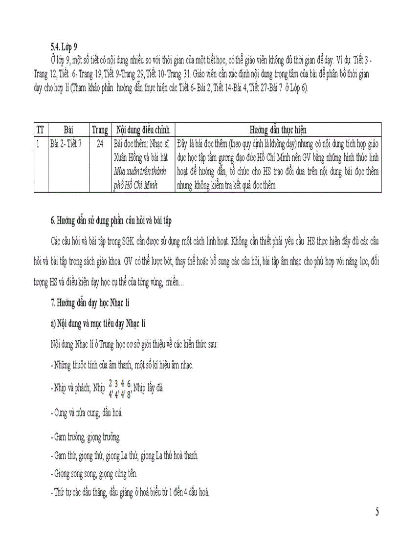 image for page Hướng dẫn điều chỉnh nội dung dạy học giảm tải môn âm nhạc cấp thcs