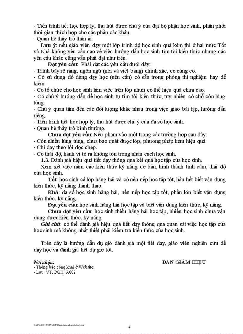 image for page Hướng dẫn dự giờ đánh giá một tiết dạy