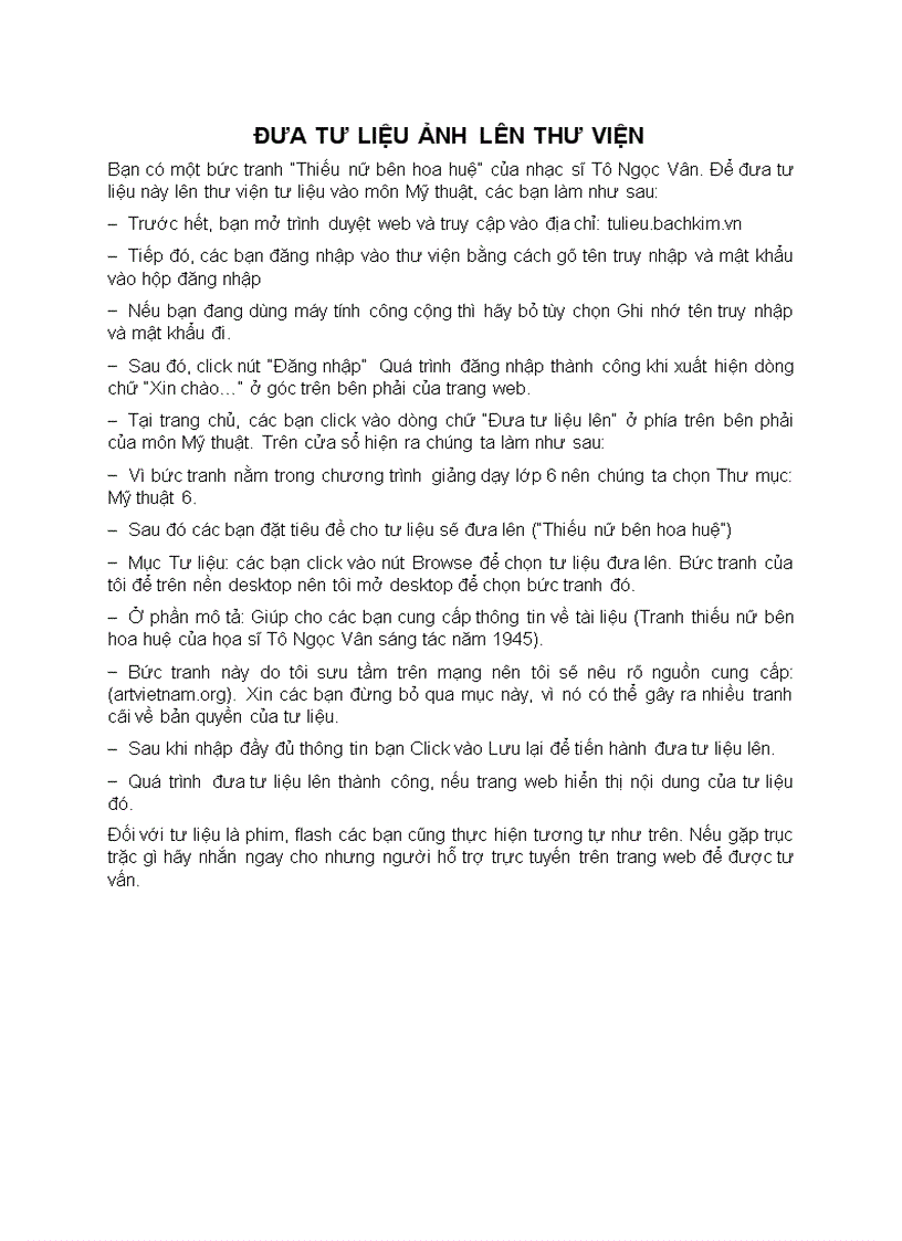 image for page Hướng dẫn đưa tư liệu ảnh lên thư viện