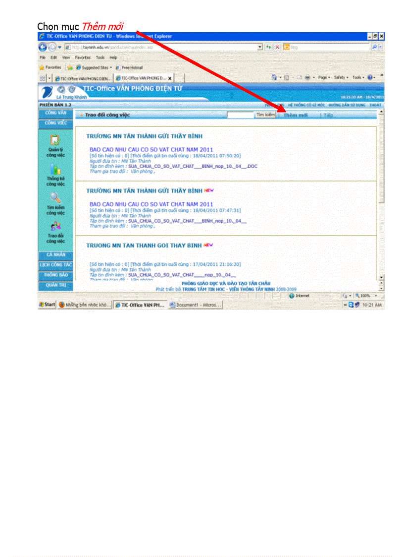 image for page Hướng dẫn gửi dữ liệu trên Tic office