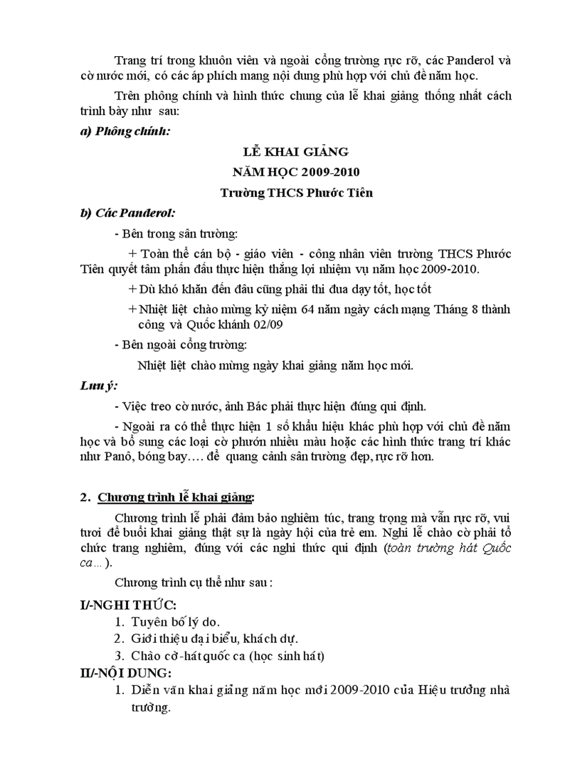 image for page Hướng dẫn lễ khai giảng 2009 2010