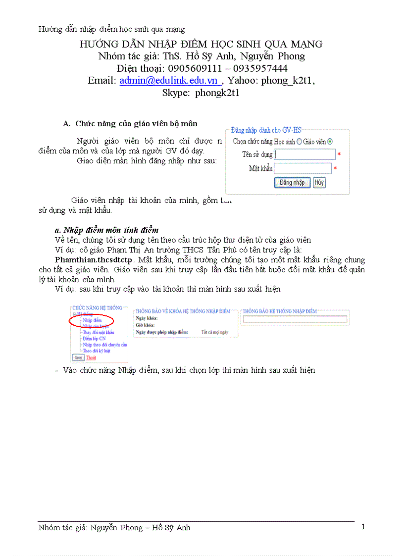 image for page Hướng dẫn nhập điểm