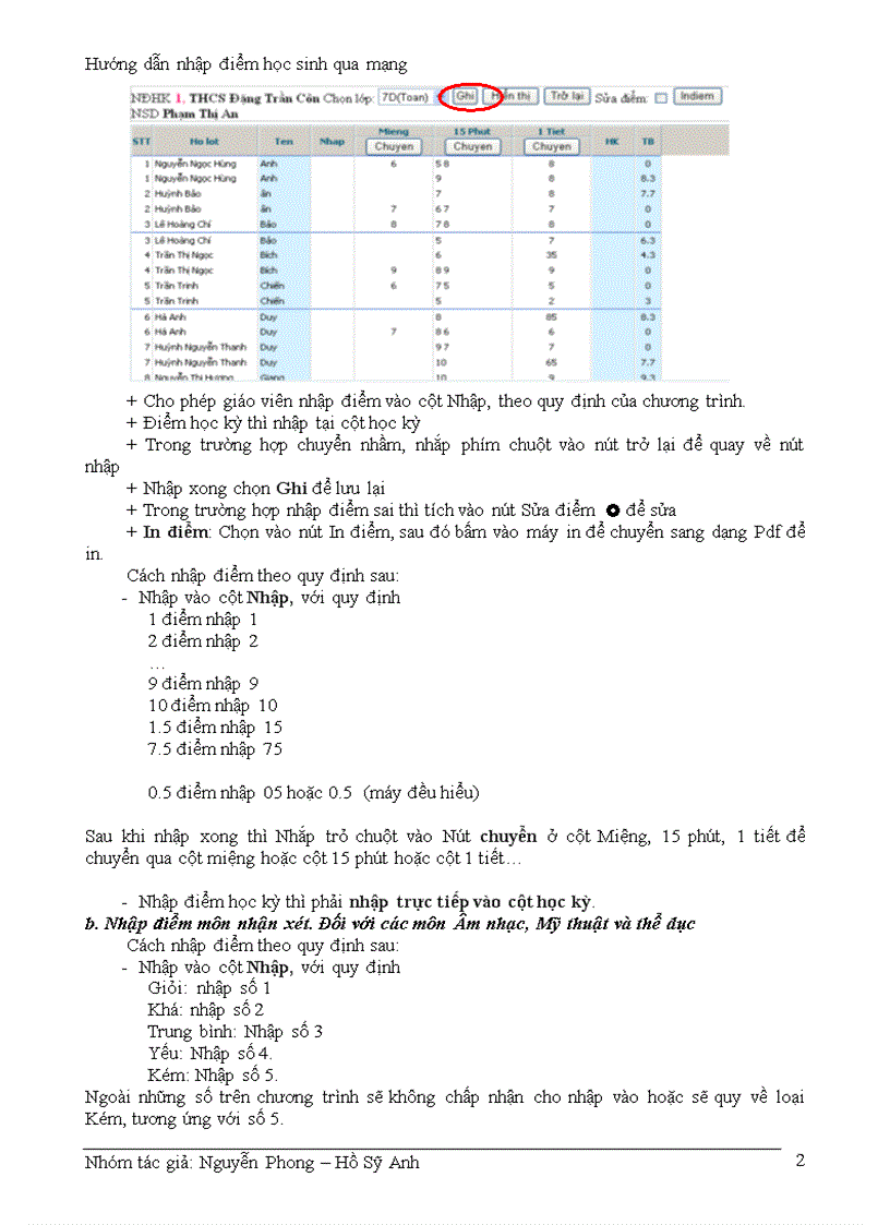 image for page Hướng dẫn nhập điểm
