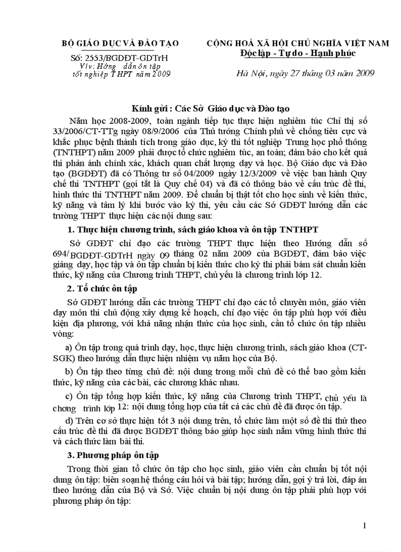 image for page Hướng dẫn ôn tập thi TN của Bộ GD ĐT