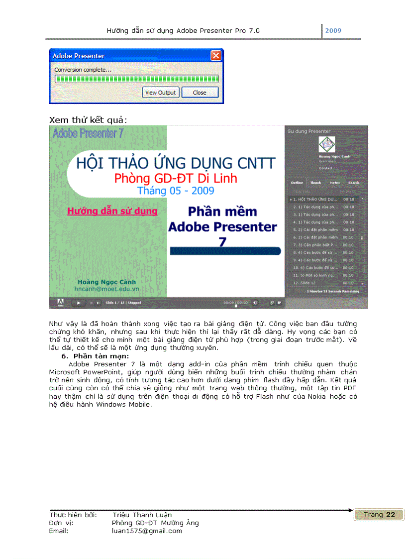 image for page Huong dan su dung Adobe Presenter ban cap nhat