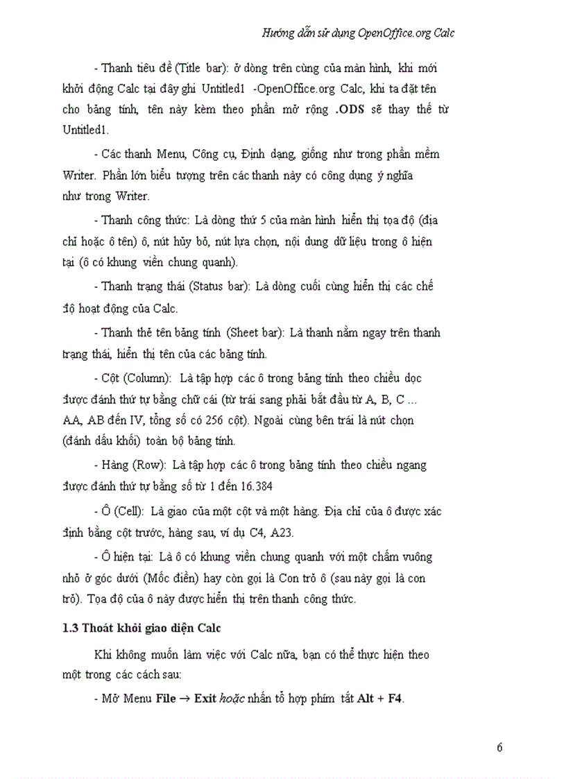 image for page Hướng dẫn sử dụng OpenOffice Calc