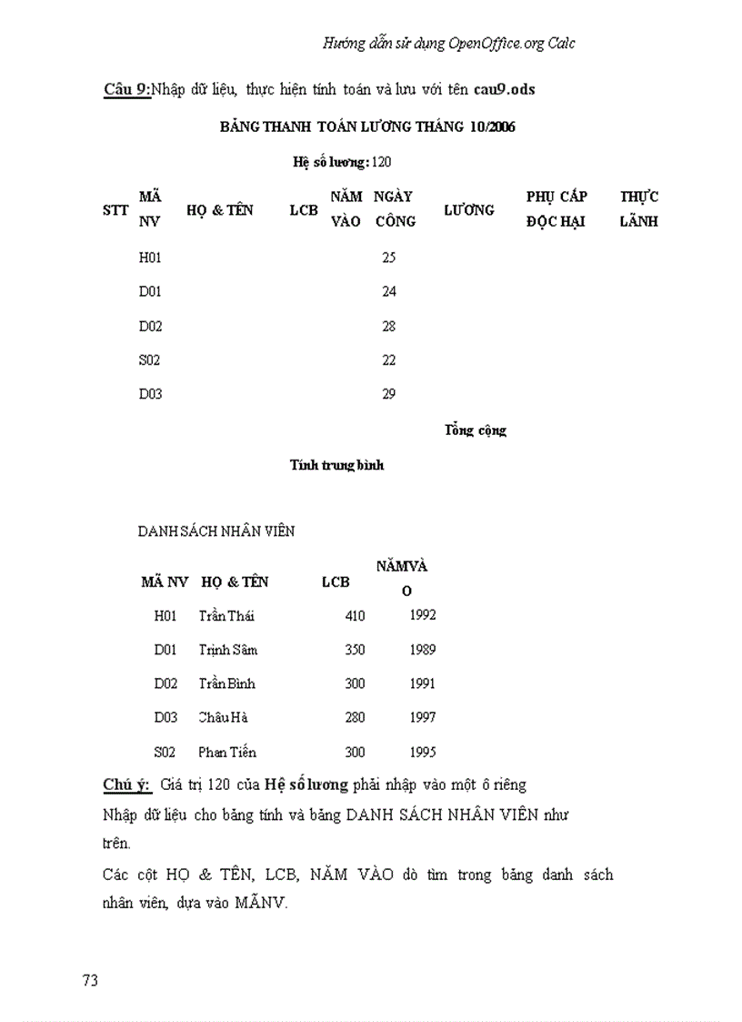 image for page Hướng dẫn sử dụng OpenOffice Calc