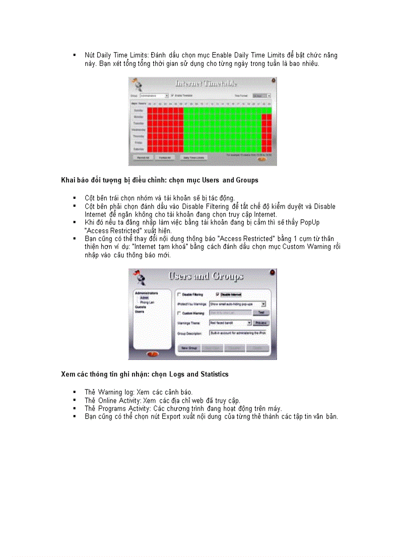 Hướng dẫn sử dụng phần mềm Bảo vệ trẻ em khi dùng Internet