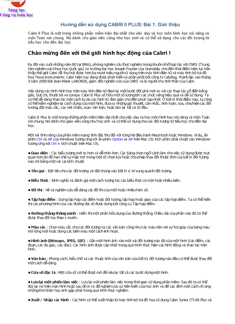 image for page Hướng dẫn sử dụng phần mềm hình học cacbi