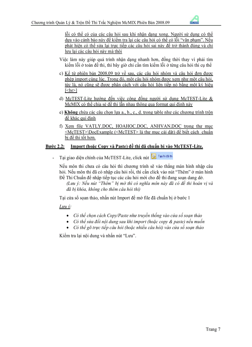 image for page Hướng dẫn sử dụng phàn mềm trắc nghiệm tốt nhất McMix