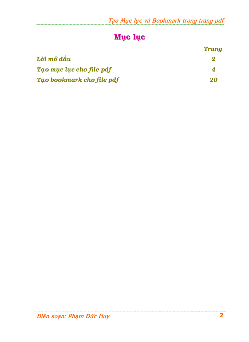 image for page Hướng dẫn tạo mục lục và bookmark cho tệp pdf