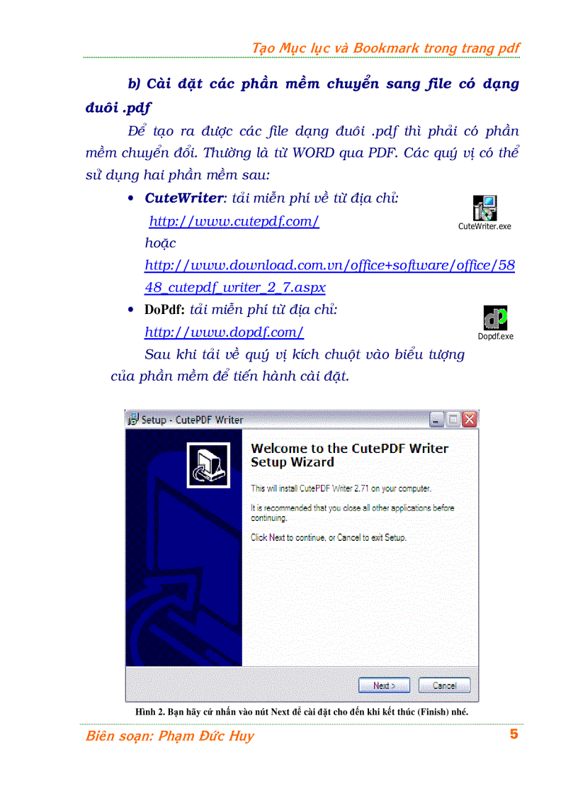 image for page Hướng dẫn tạo mục lục và bookmark cho tệp pdf