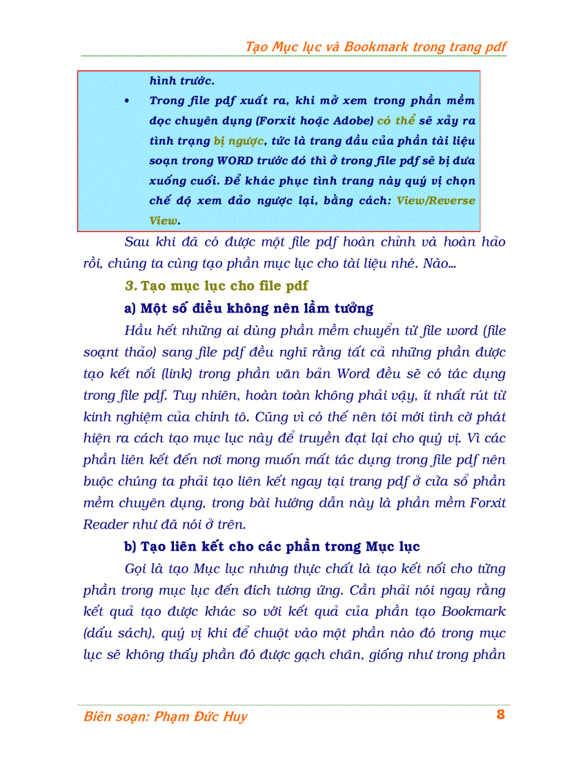 image for page Hướng dẫn tạo mục lục và bookmark cho tệp pdf