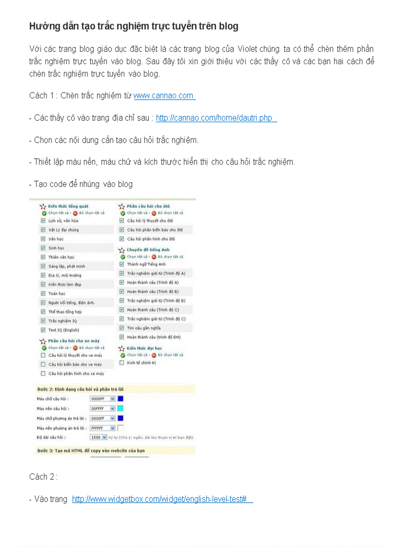 image for page Hướng dẫn tạo trắc nghiệm trực tuyến trên blog