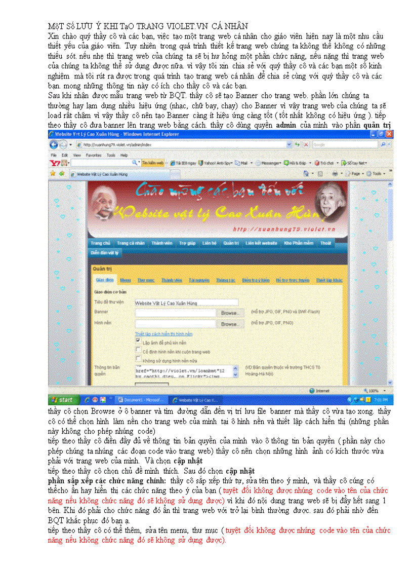 image for page Hướng dẫn tạo trang web cá nhân violet dành cho người tạo trang mới