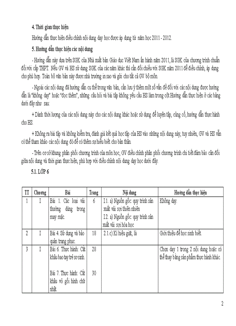 image for page Hướng dẫn thực hiện điều chỉnh nội dung dạy học môn công nghệ cấp thcs 2011