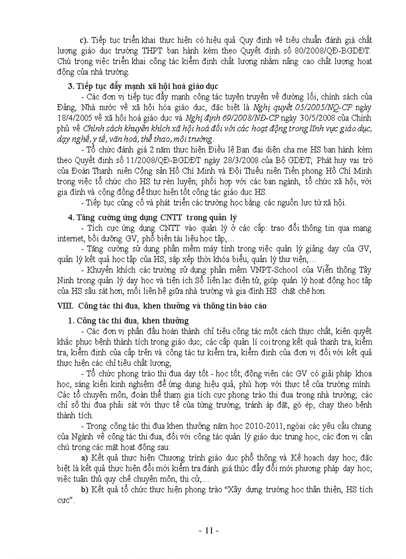 image for page Hướng dẫn thực hiện nhiệm vụ năm học 2010 2011 của Sở GD Tây Ninh