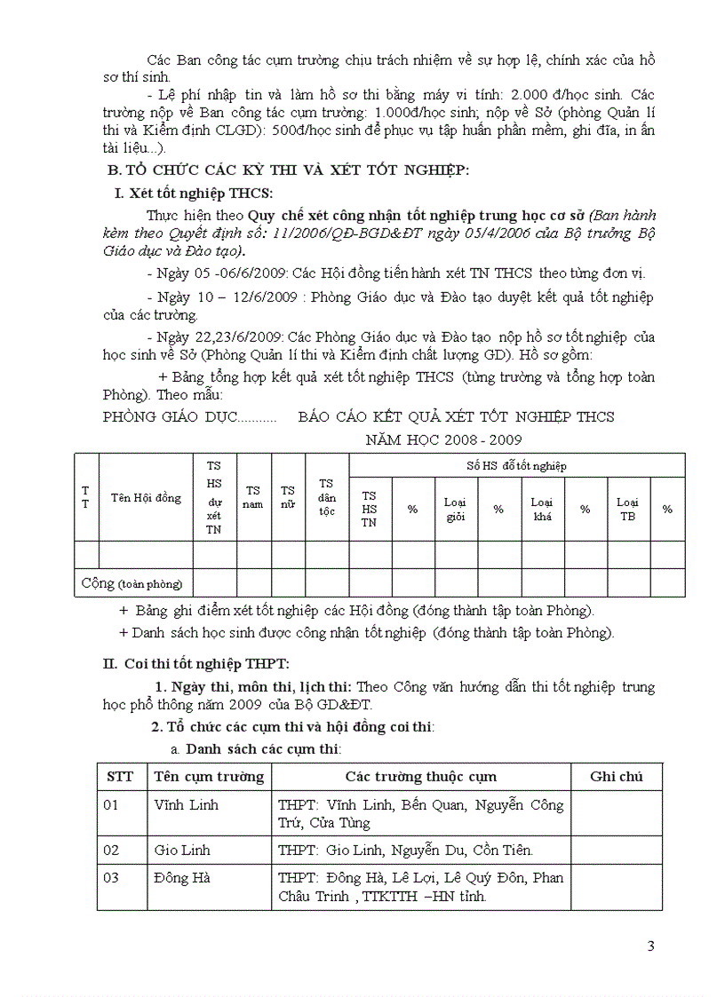 Hướng dẫn tổ chức các kỳ thi và xét tốt nghiệp năm học 2008 2009