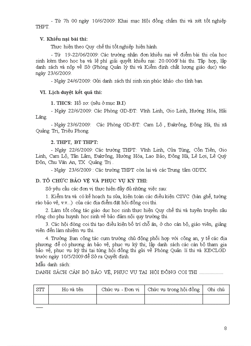 image for page Hướng dẫn tổ chức các kỳ thi và xét tốt nghiệp năm học 2008 2009