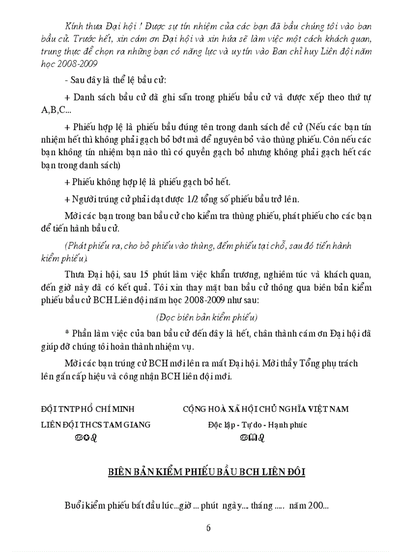 image for page Huong dan to chuc daihoi lien doi