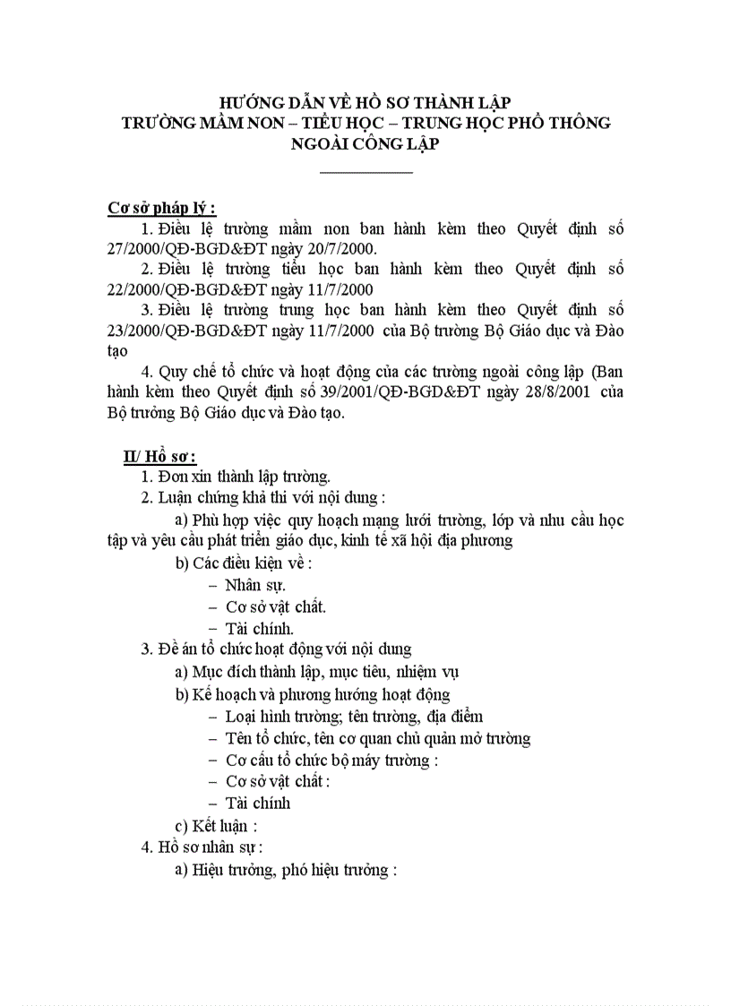 image for page Hướng dẫn về hồ sơ thành lập trường