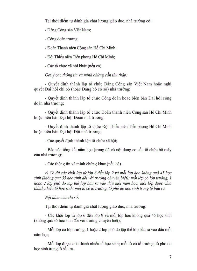 image for page Hướng dẫn xác định nội hàm tìm thông tin và minh chứng để đánh giá chất lượng giáo dục trường THCS