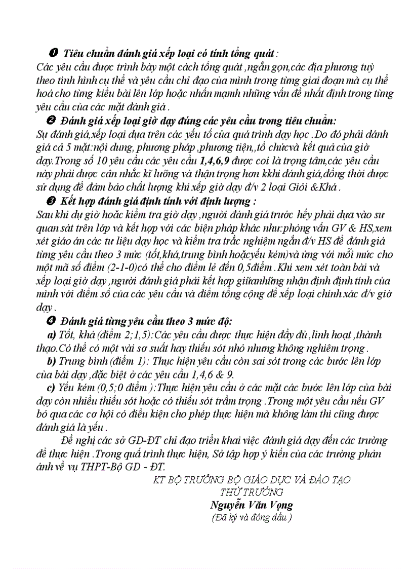 image for page Hướng dẫn xếp loại giờ dạy HTPT