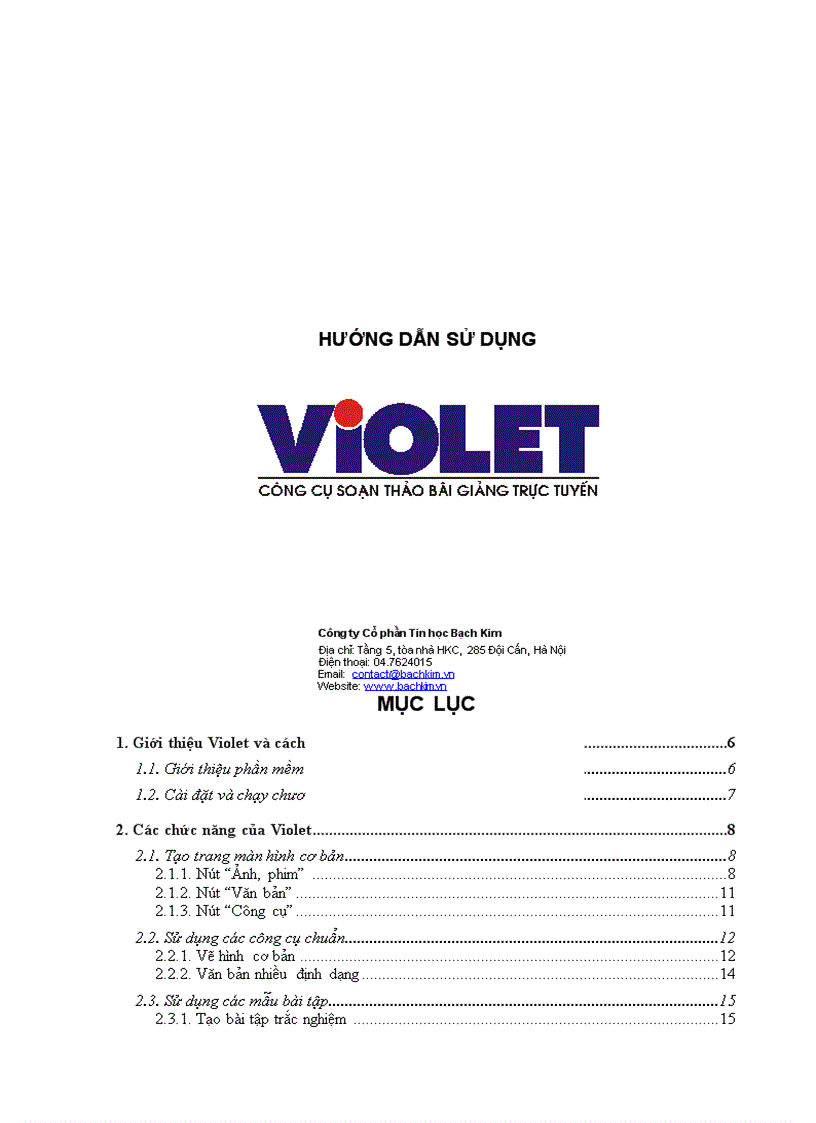 Hướng dẫn sử dụng violet 1