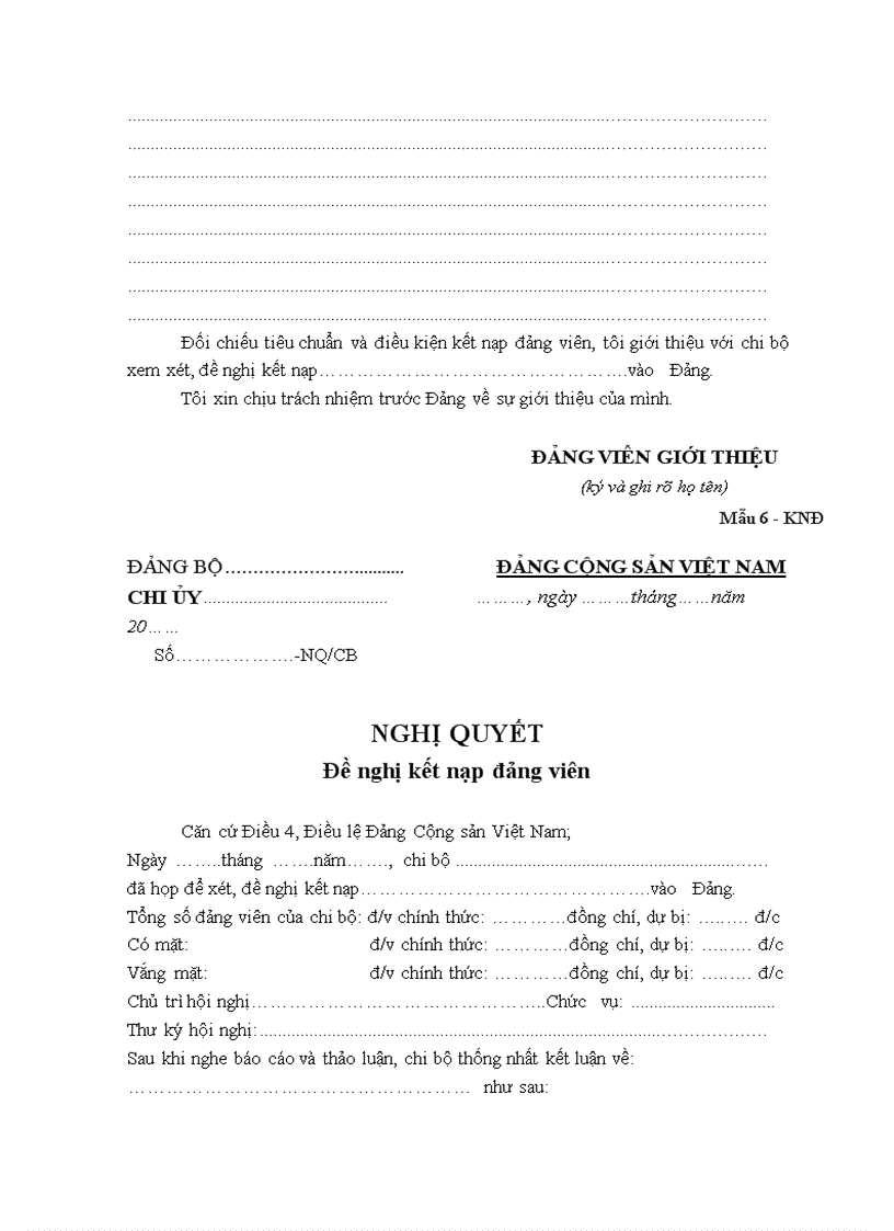 image for page Hồ sơ kết nạp đảng viên mới 1