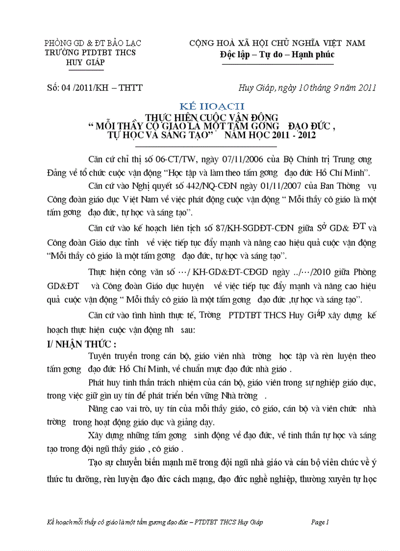 image for page Ke hoạch công tác chủ nhiệm lớp