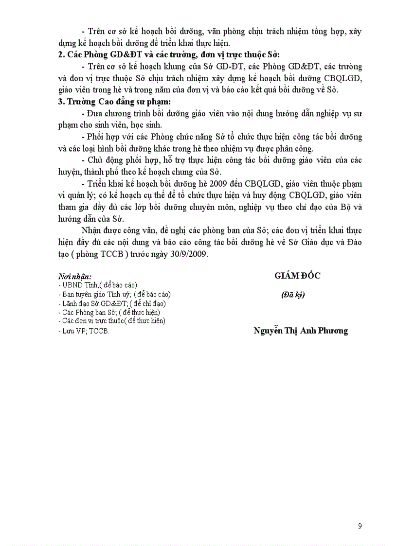 image for page Kế hoạch bồi dưỡng CBQL và giáo viên trong năm học 2009 2010