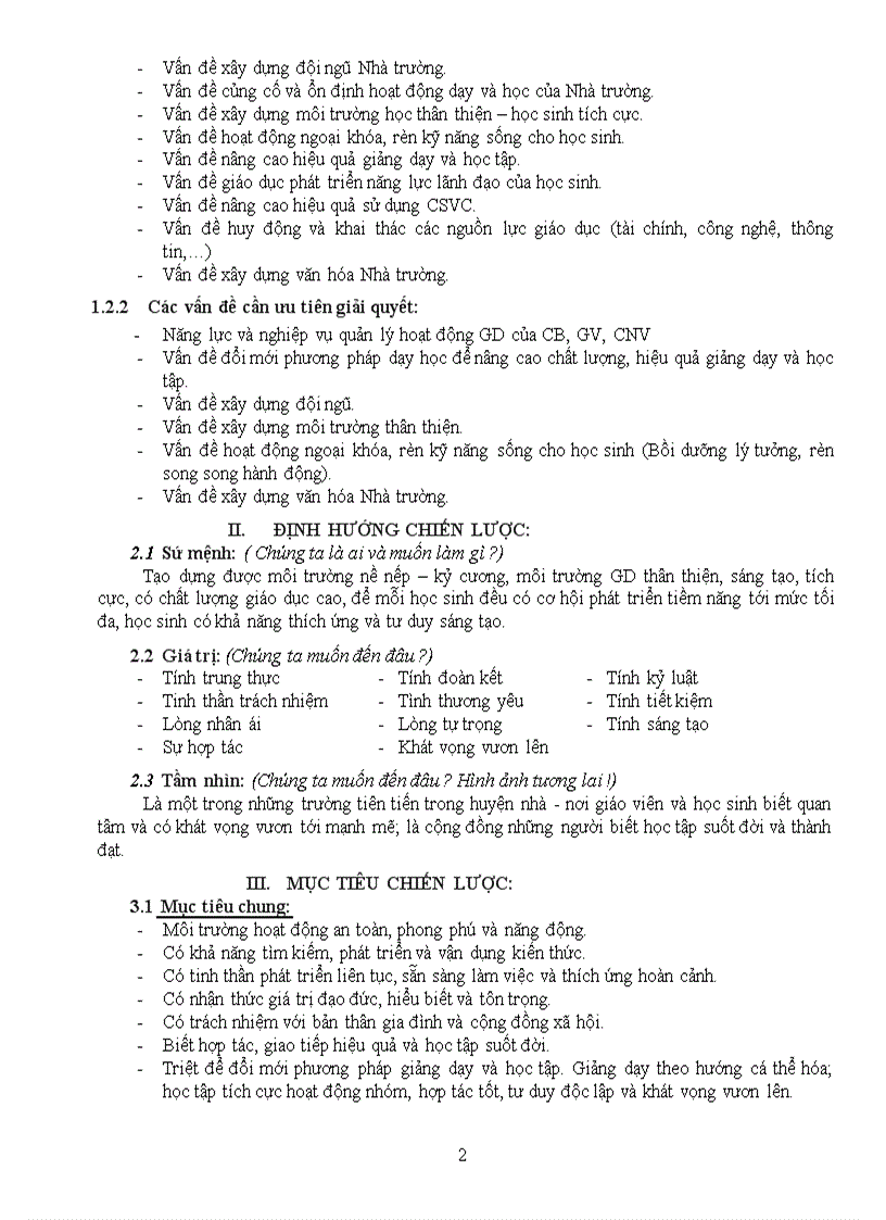 Kế hoạch chiến lược THCS HT