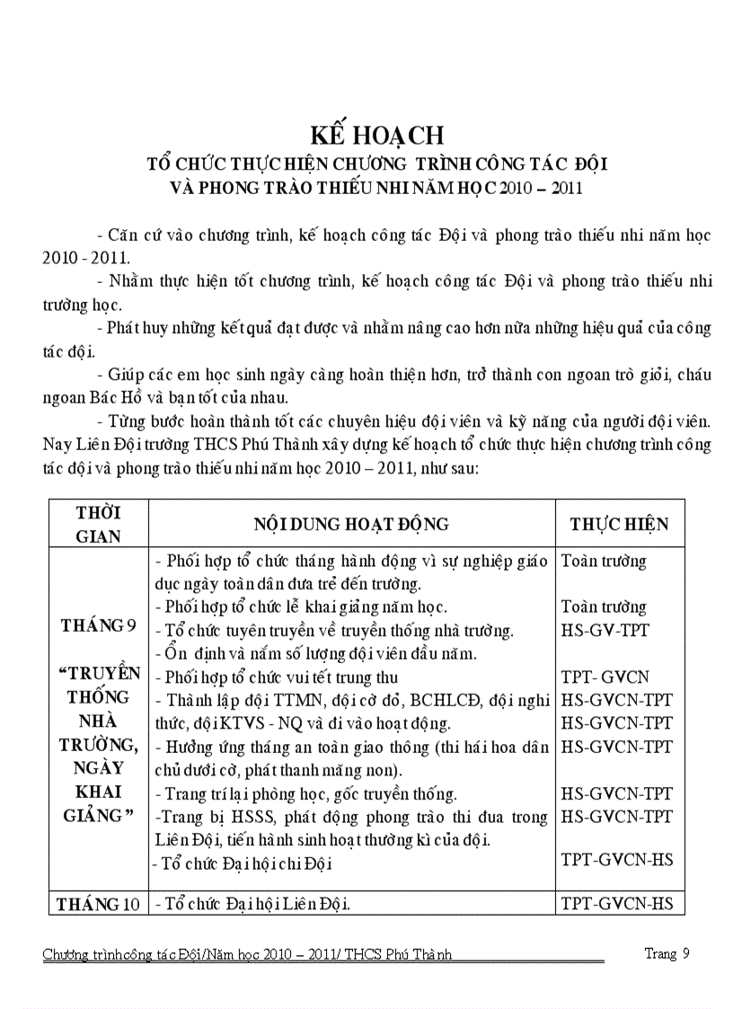 image for page Ke hoach chuong trinh cong tac doi