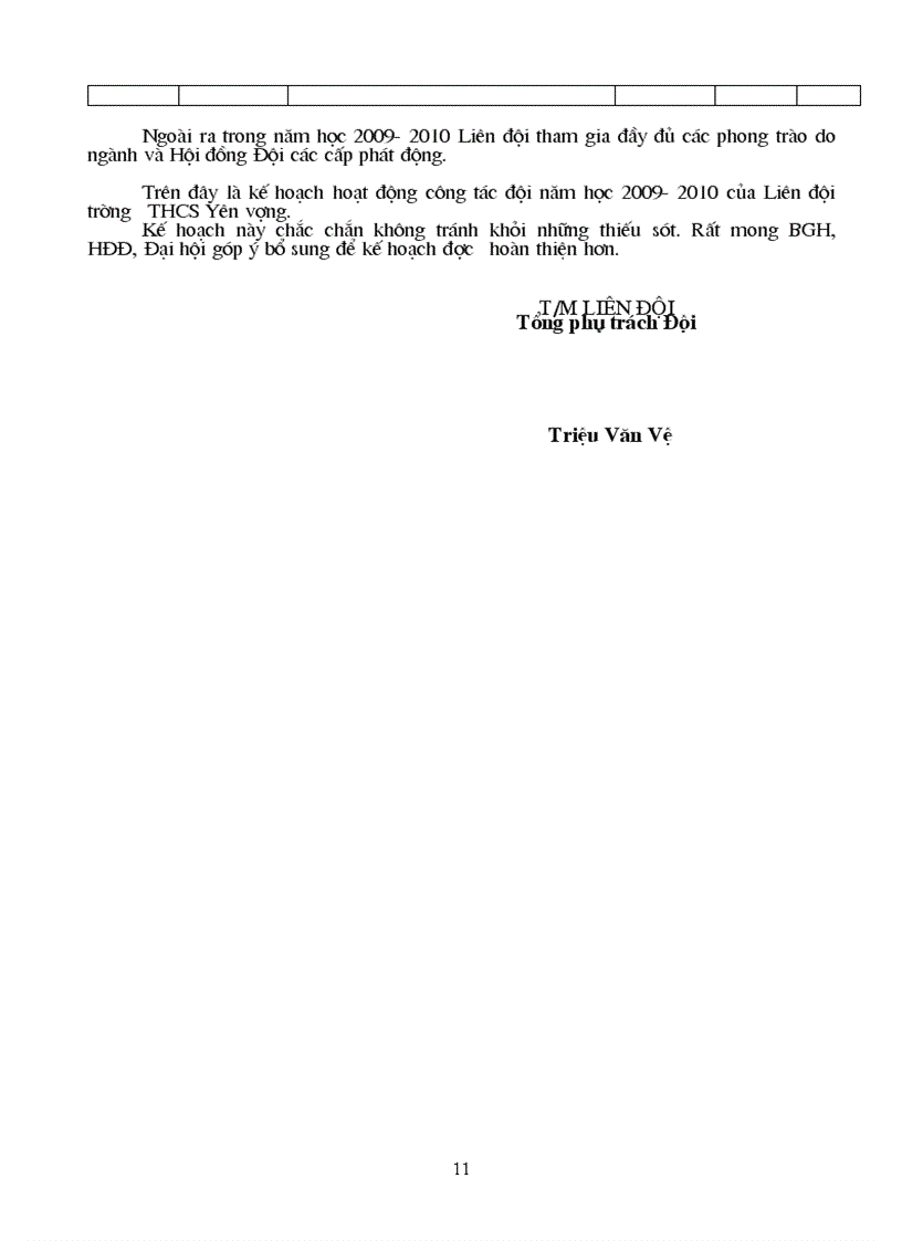 image for page Kế hoạch công tác đội năm học 2009 2010