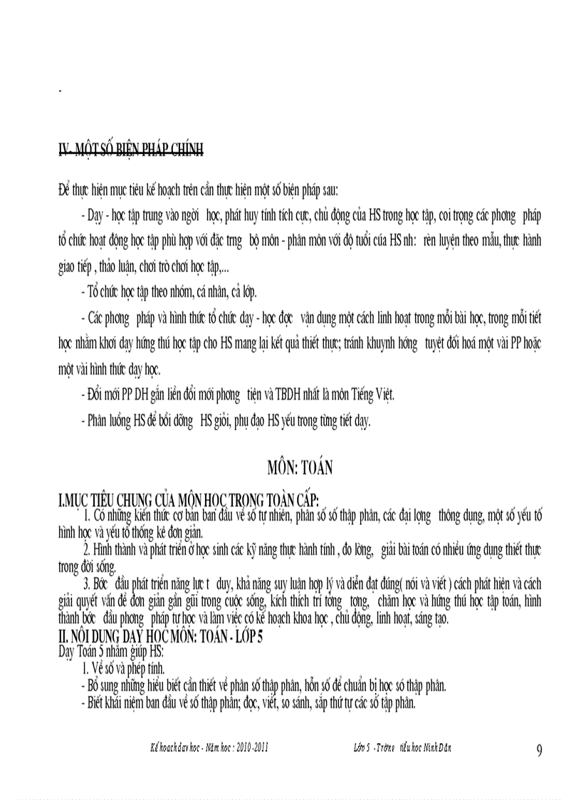 image for page Ke hoach day hoc lop 5 nam hoc 2010 2011