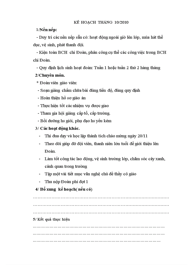image for page Kế hoạch Đoàn TNCS năm 2010 2011