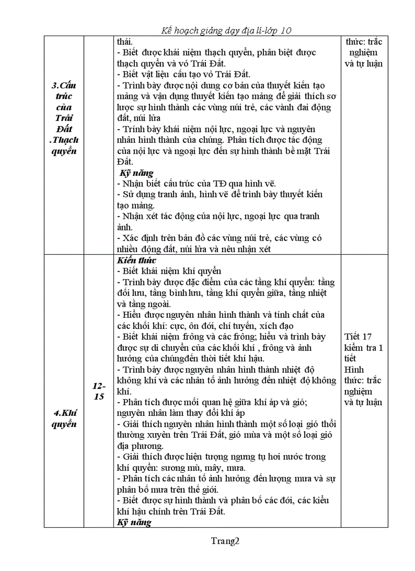 image for page Kế hoạch giảng dạy Địa lí 10