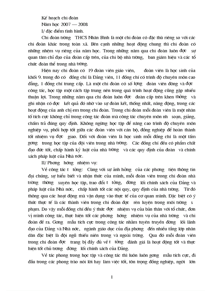 image for page Ke hoach hoat dong chi Doan