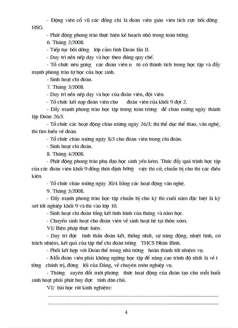 image for page Ke hoach hoat dong chi Doan