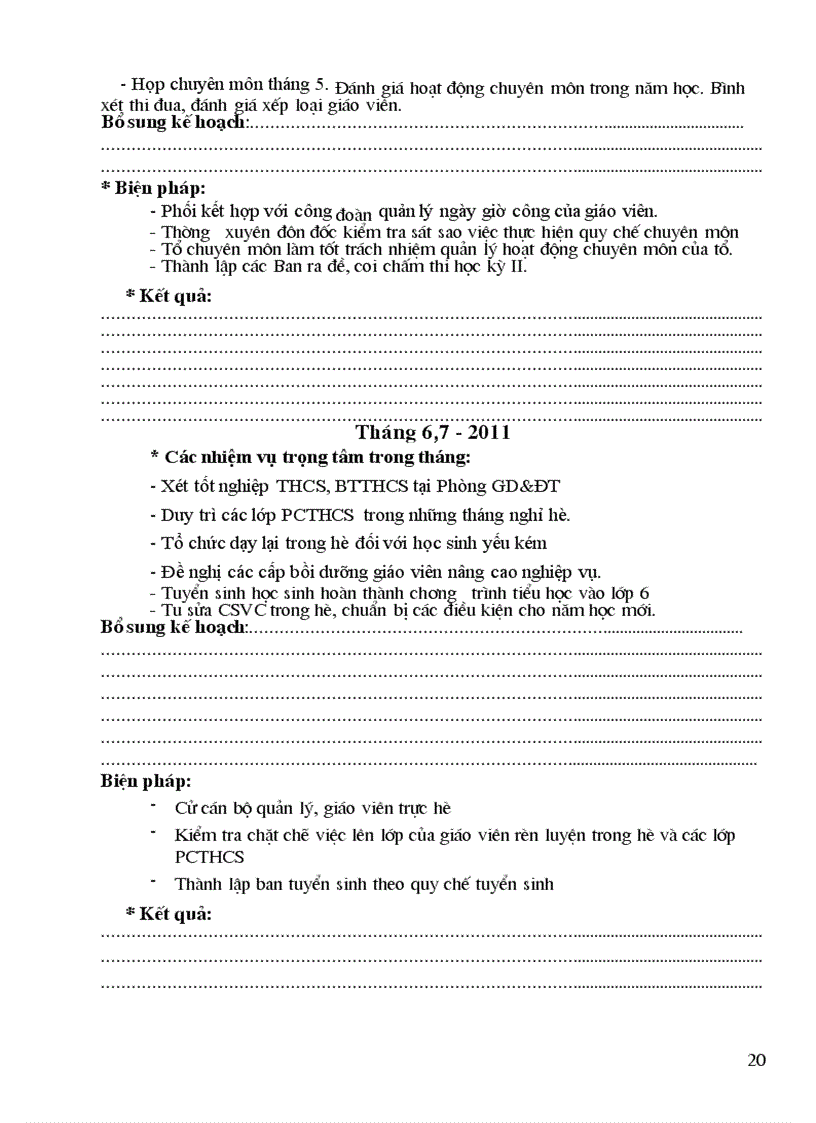 image for page Kế hoạch hoạt động chuyên môn