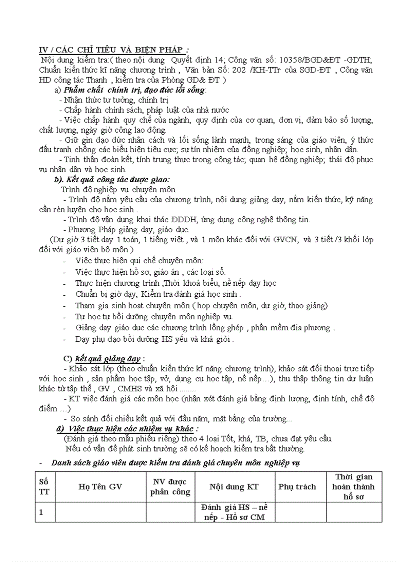 image for page Kế hoạch kiểm tra nội bộ trường năm 2009 2010