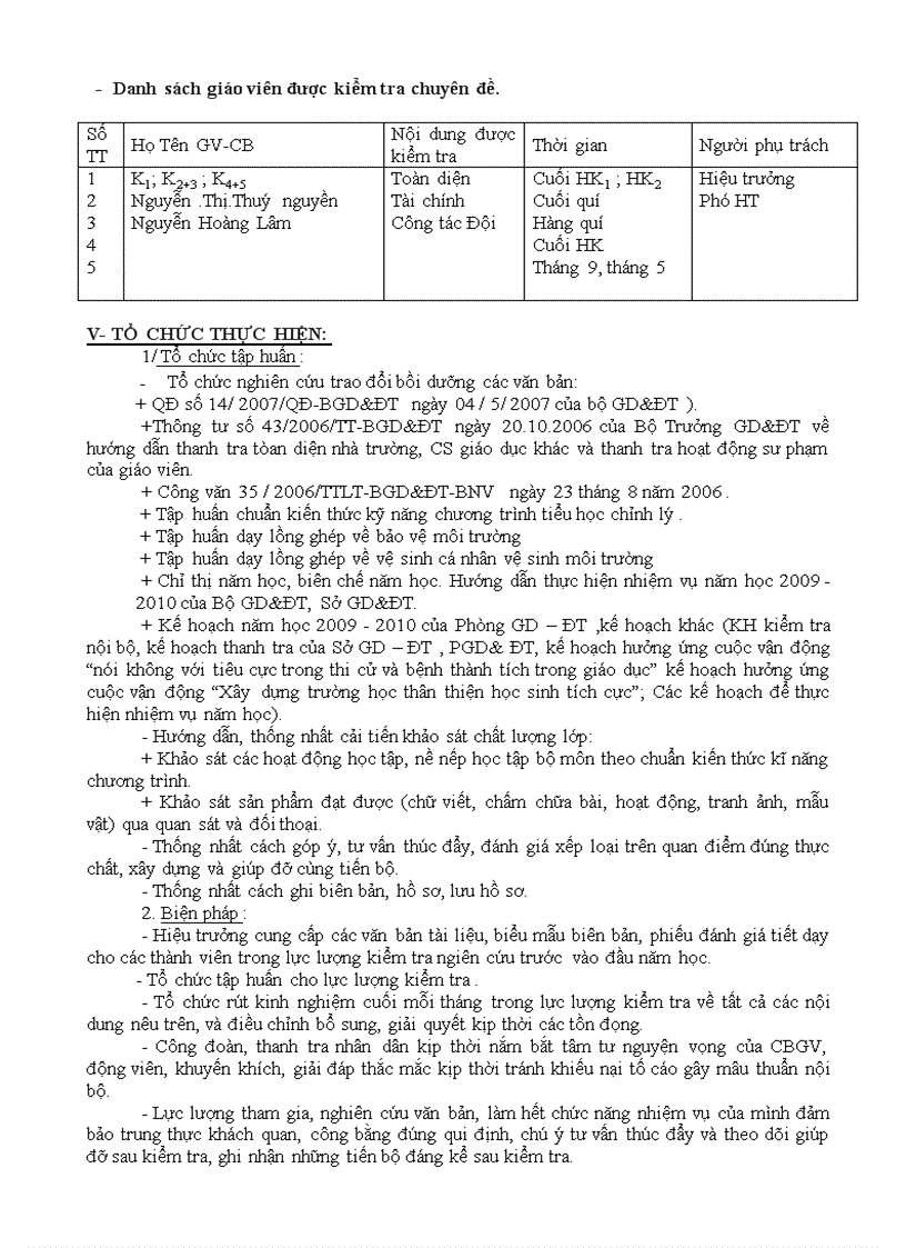 image for page Kế hoạch kiểm tra nội bộ trường năm 2009 2010