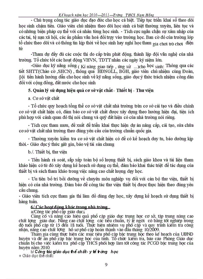 image for page Ke hoach nam hoc 2010 2011 thcs