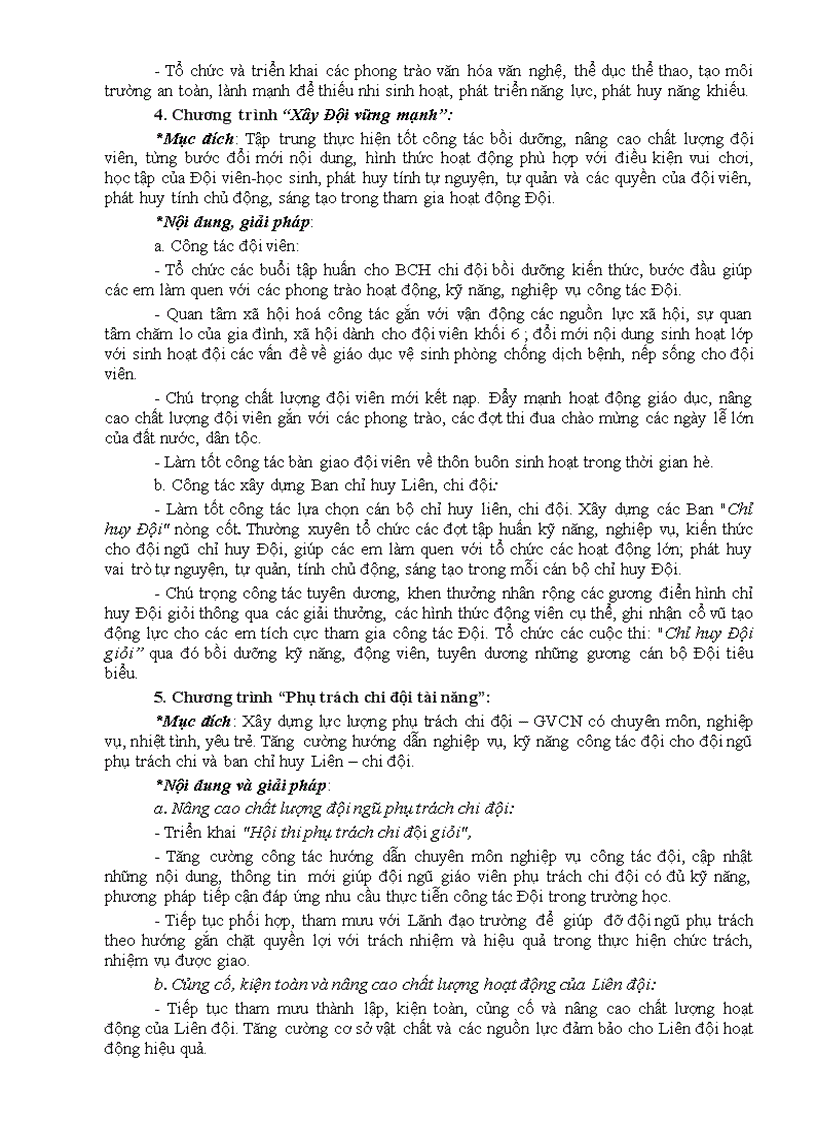 image for page Kế hoạch năm học 2011 2012 của Liên Đội