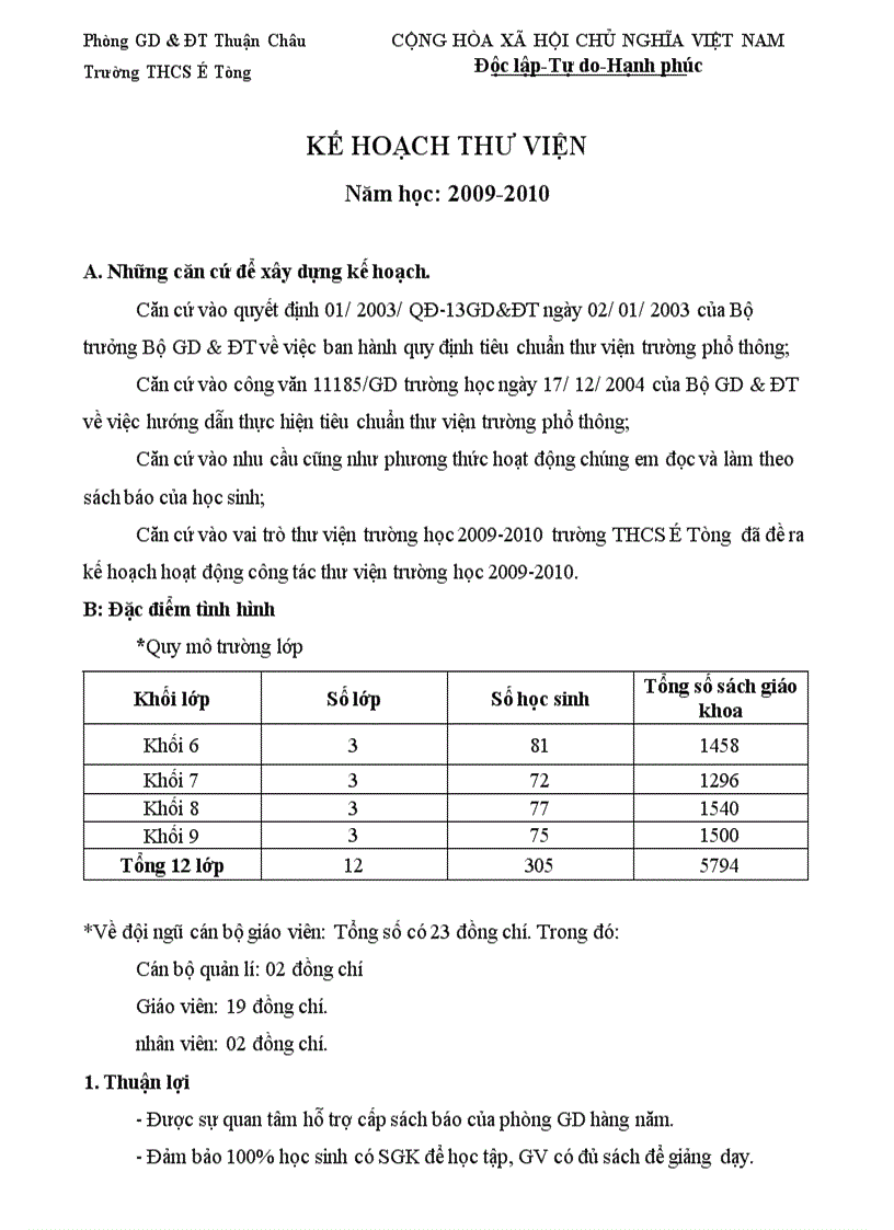 image for page Kê hoạch thư viện 2010 2011